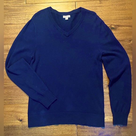 Vintage Navy V-Neck Sweater - Picture 1 of 4